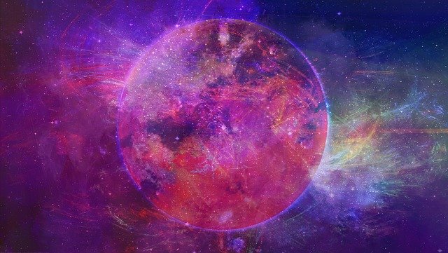 a planet in a purple galaxy