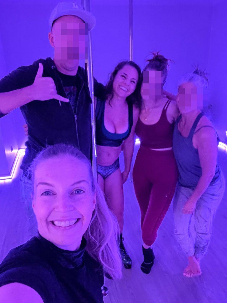 Steph and friends in the dance studio after her dance