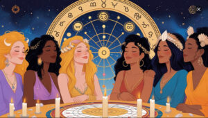 women with astrology chart