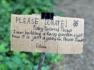 A donation note for a fairy garden