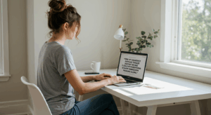 woman on her laptop