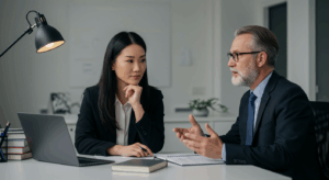 A lady marketer with her mentor