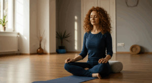 a woman meditating