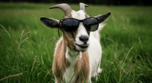 a goat with sunglasses