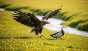 Eagle and duck
