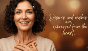 a woman placing her hands in her heart