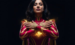 woman standing like a superhero