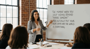 a workshop with a lady presenter