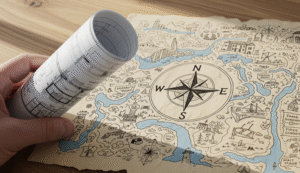 a blueprint in hand