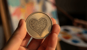 a money with a heart design inside