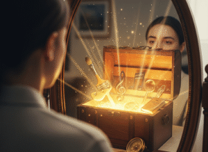 lady in front of a mirror