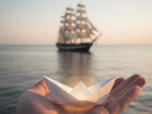 paper boat in a hand