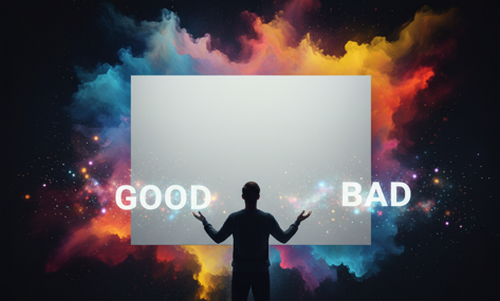 A person standing before a blank canvas