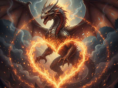 a dragon emerging from the heart