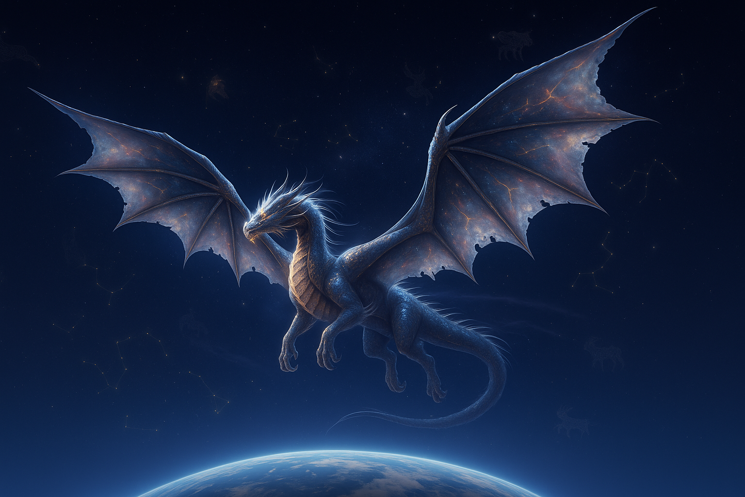 a majestic dragon flying 