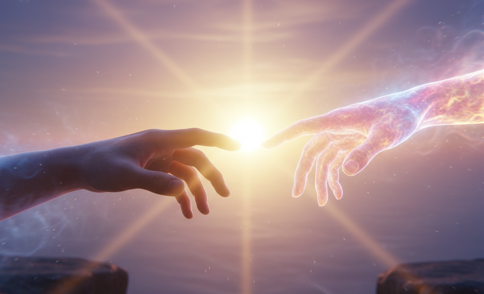 a union of human and divine hands