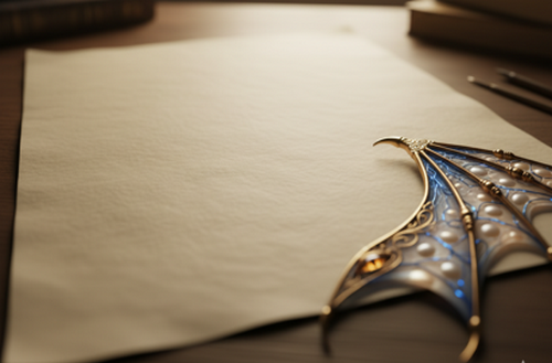 blank page and a dragon wing