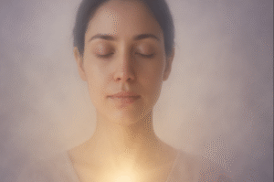 a lady with her eyes closed