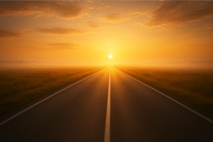 road leading to golden horizon