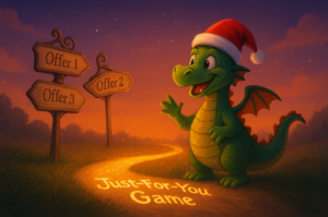 a cute dragon wearing Santa Hat