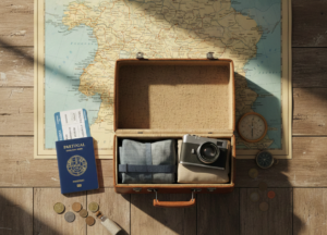 a map and a passport 