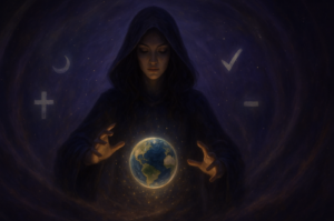 a woman casting spell