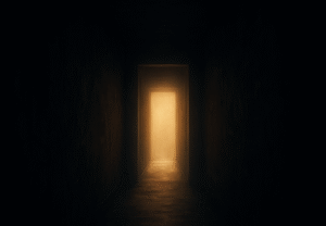 open door with a bright light