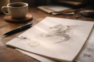 A half-finished sketch of a dragon
