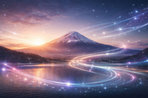 a magical moment in mount Fuji 