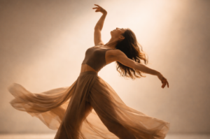 a woman gracefully dancing