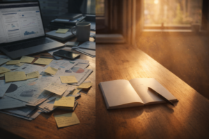 cluttered vs clean desk