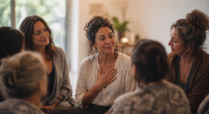a group of women talking