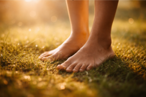 barefoot on the grass