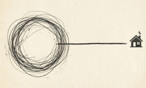 illustration of incomplete circle and a straight line