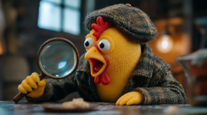 a detective rubber chicken